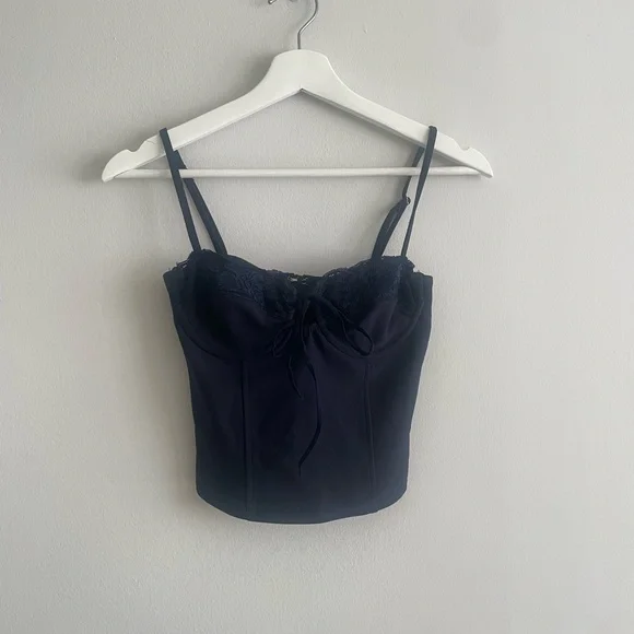 Edikted Corset Top Color: Navy Size: XS - Picture 1 of 6